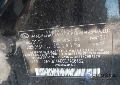 2014 Hyundai Elantra Se z USA, uszkodzony, nr VIN 5NPDH4AE0EH466162